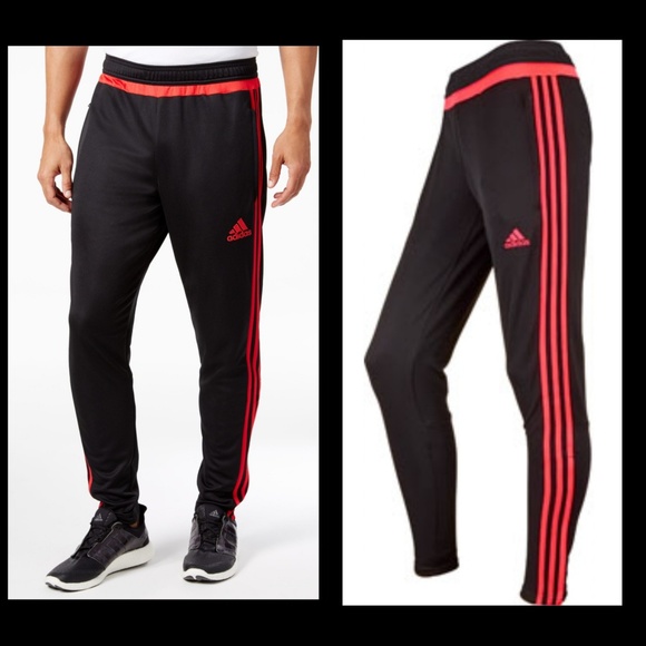 black and red adidas tracksuit bottoms